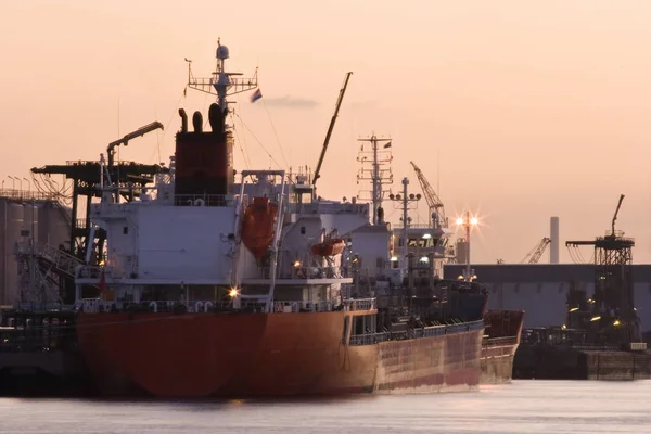 Ships Port Red Sunrise — Stock Photo, Image