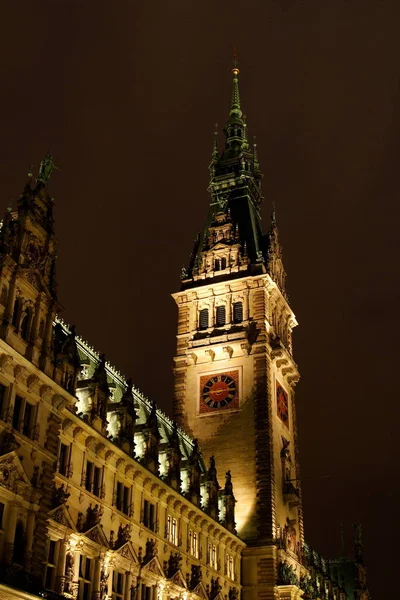 Rathaus Hamburg Night — Stock Photo, Image