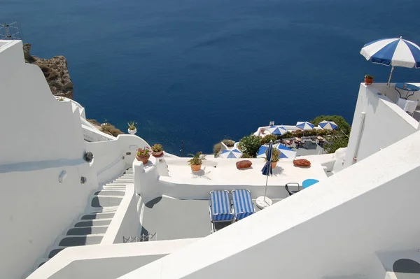 Santorini Hotel Mit Meerblick — Stockfoto