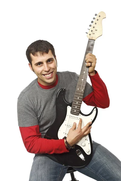 一个拿着吉他的男人的画像 — 图库照片