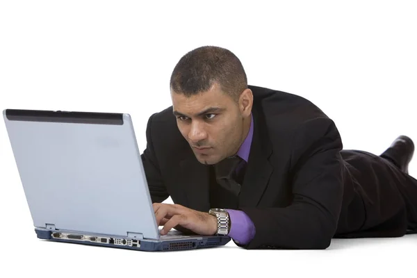 Uomo Affari Lavora Laptop — Foto Stock