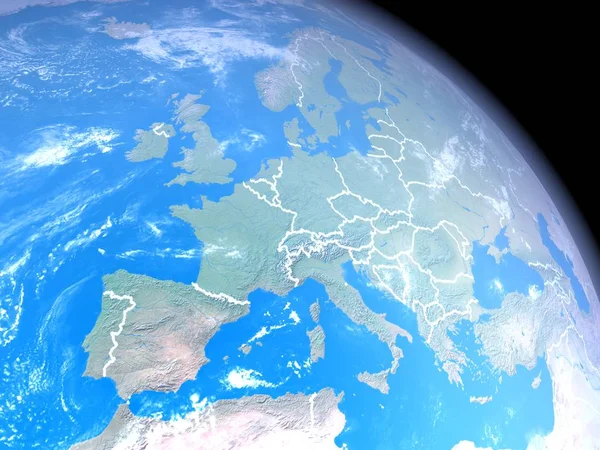 Europa Aus Dem All Mit Grenzen — Stockfoto