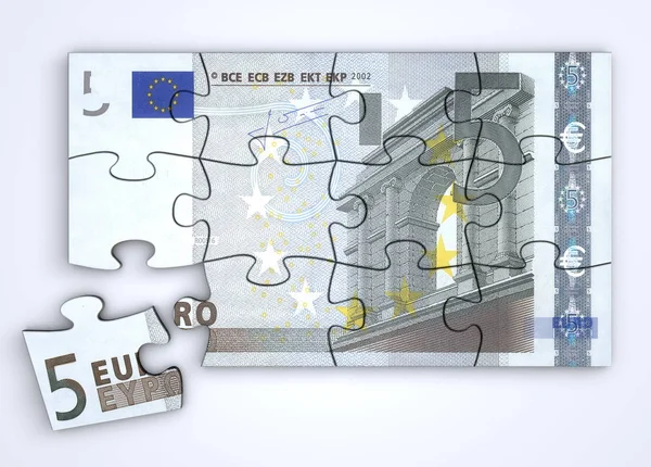 Euro Bankjegy Puzzle Felülnézet — Stock Fotó