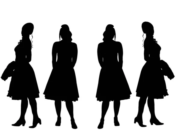 Junge Frau Schickem Kleid Silhouette — Stockfoto