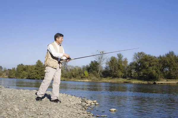 Mens Vissen Rivier — Stockfoto