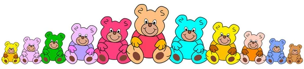 Osos Teddy Color Fila — Foto de Stock