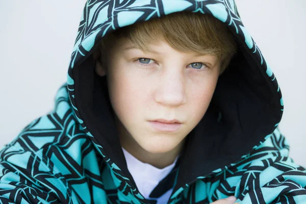 Boy Hood Looking Camera — Stock fotografie