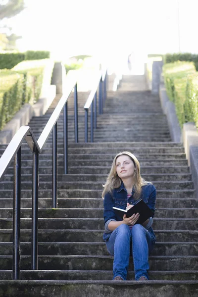 Teen Girl Steps Writing Journal — Foto de Stock
