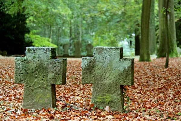 Stary Drewniany Krzyż Cmentarzu — Zdjęcie stockowe