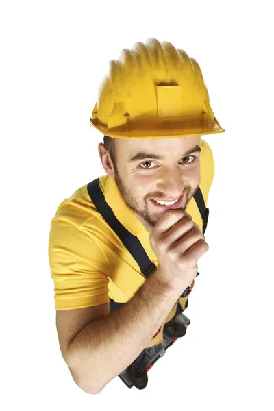 Retrato Engraçado Jovem Handyman — Fotografia de Stock