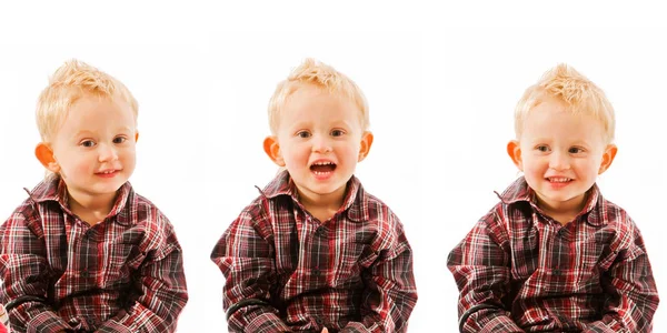 Porträt Eines Niedlichen Kleinen Mädchens Und Jungen Isoliert Auf Weiß — Stockfoto