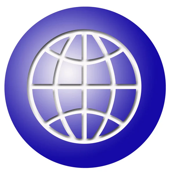 Blue Button White Globe — Stock Photo, Image