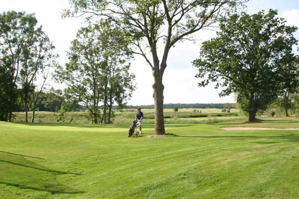 Golfpark Strelasund Hole Golfer — 图库照片
