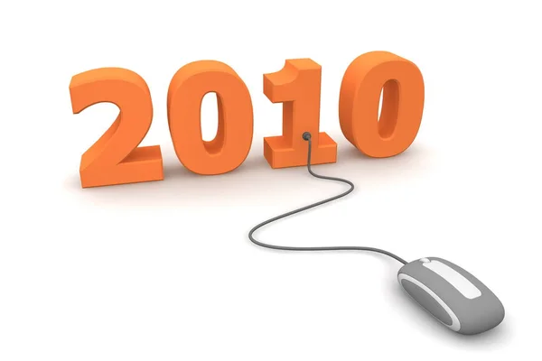 Browse Orange New Year 2010 Grey Mouse — Stock Photo, Image