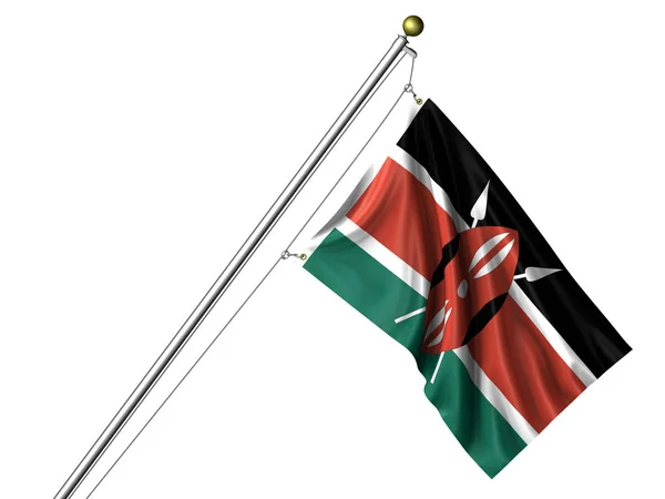 隔離されたケニアの旗 3Dグラフィックの手を振る旗 — ストック写真