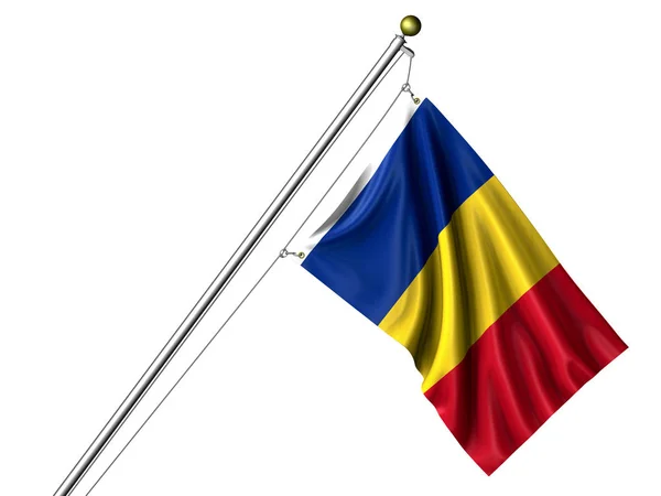 Απομονωμένη Ρουμανική Σημαία Γραφική Κυματιστή Σημαία — Φωτογραφία Αρχείου