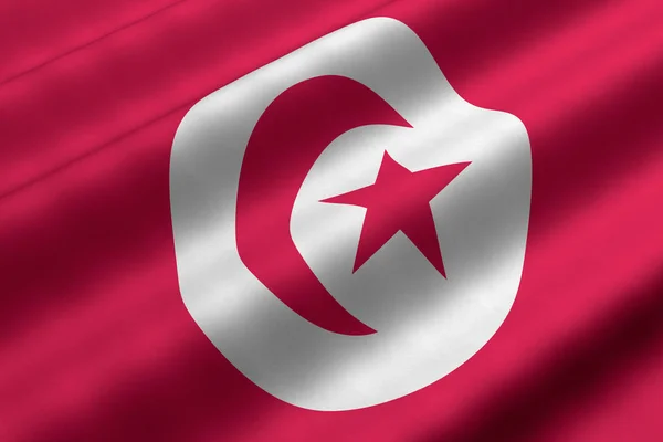 突尼斯国旗 3D图形挥动国旗 — 图库照片