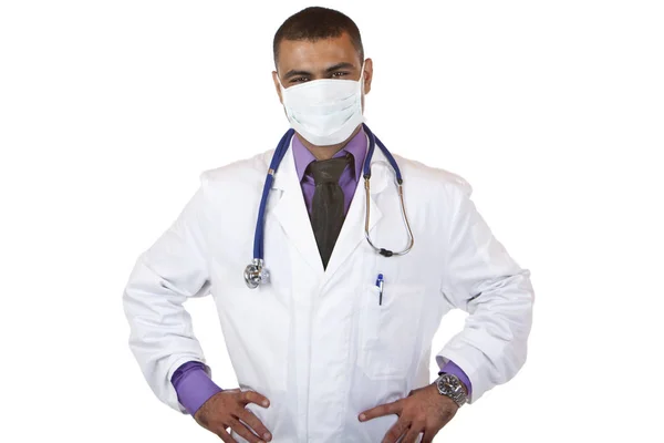 Kendine Güvenen Maskeli Bir Tıp Doktoru Portresi — Stok fotoğraf
