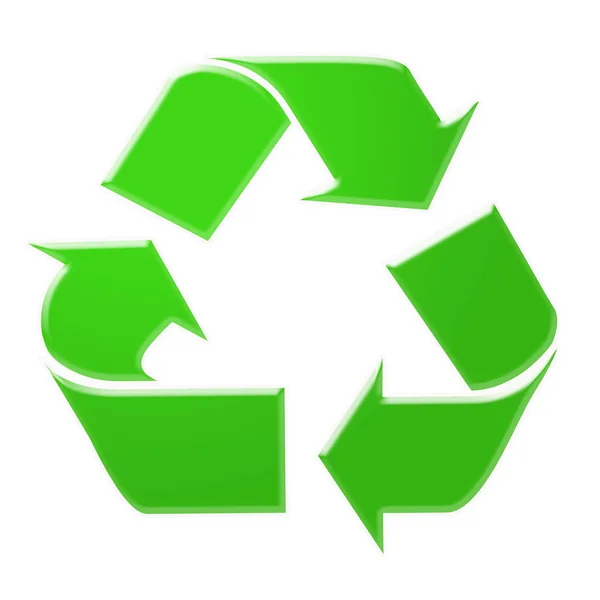 Символ Переробки Зеленого Кольору Ізольовано Білому Тлі — стокове фото