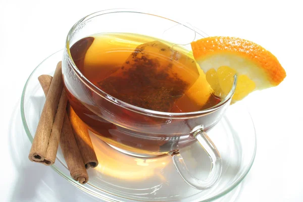 Xícara Chá Com Limão Canela — Fotografia de Stock