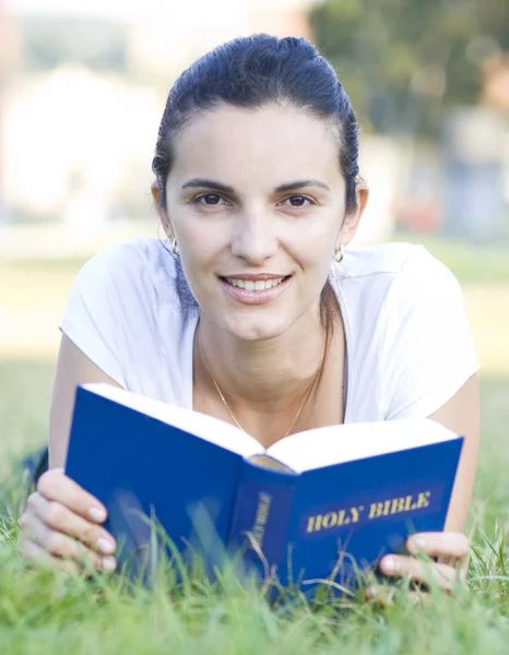 Young Woman Reading Book Park Royalty Free Stock Photos