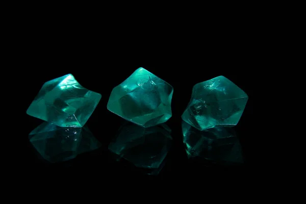 Three Crystals Black Background — Stock Photo, Image