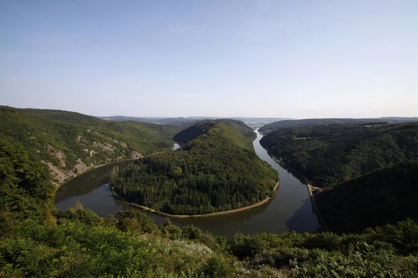 Die Saar Vom Aussichtsturm Cloef Aus Bei Mettlach — Stockfoto