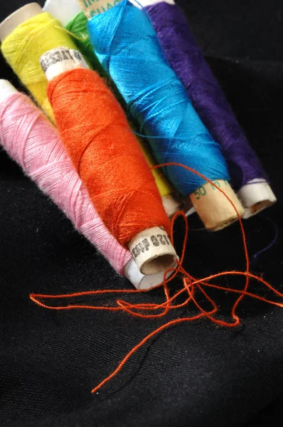 Colorful Threads Knitting Box — Stock Photo, Image
