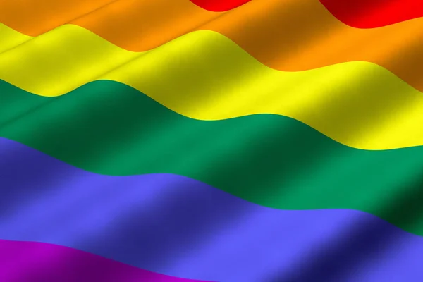 Detallada Representación Del Primer Plano Bandera Del Arco Iris Que — Foto de Stock