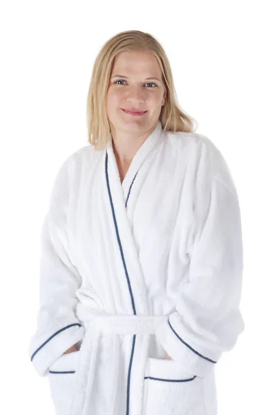 Young Woman Bathrobe Towel Her Head Stock Image