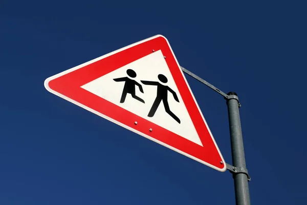 Warning Sign Playing Children — Stock Photo, Image