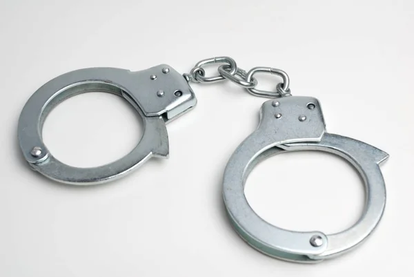 Handcuffs White Background — Stock Photo, Image