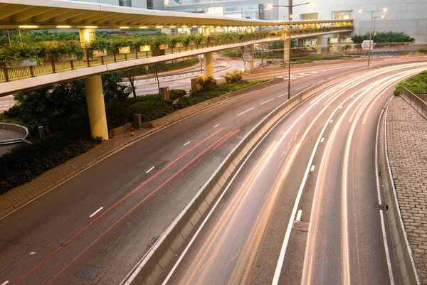 Traffico Con Auto Movimento Offuscato Hong — Foto Stock