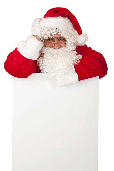 Feliz Sonrisa Santa Claus Basa Oferta Especial Navideña — Foto de Stock