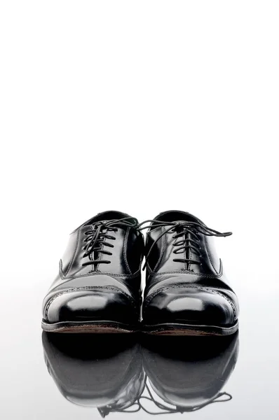 Sapatos Negócios Couro Preto Reflexo — Fotografia de Stock