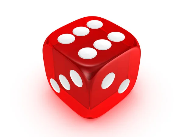 Translucent Red Dice White Background — Stock Photo, Image