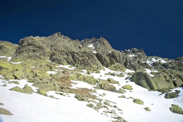 Gipfel Schneeberg Mit Mond — Stockfoto