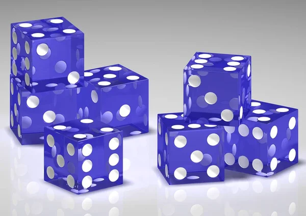 Rendering Blue White Dice Cubes — Stock Photo, Image