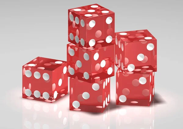 Rendering Red Dice Gray Background — Stock Photo, Image