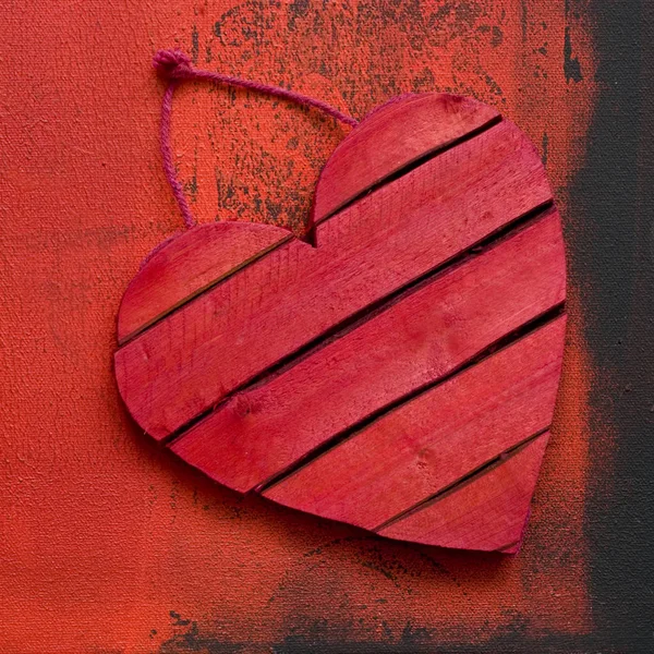 Wooden Heart Painted Background — Stock Photo, Image
