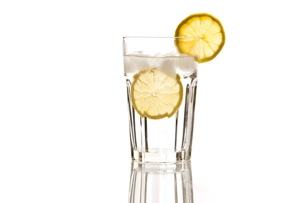 Glass Water Lemon Ice — Stock Photo, Image