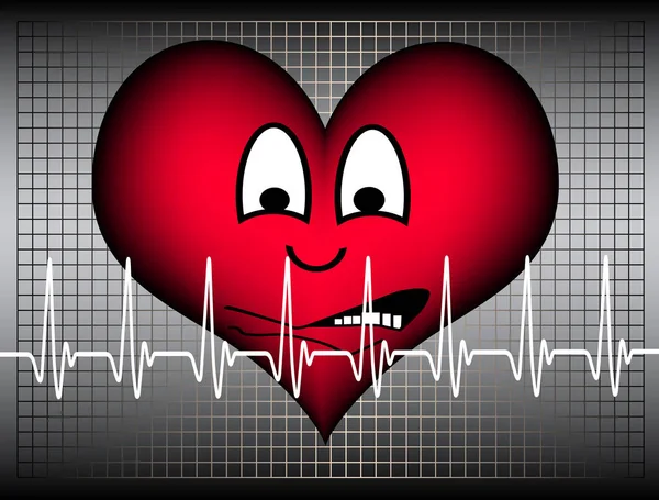Ängstliches Herz Mit Kardiogramm — Stockfoto