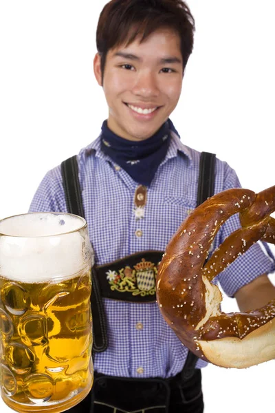 Homem Segurando Oktoberfest Cerveja Stein — Fotografia de Stock