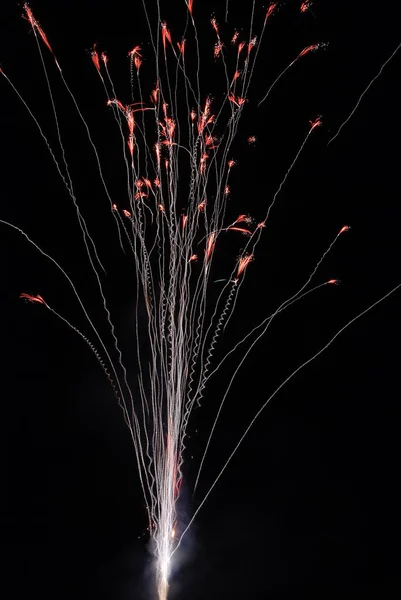 Πυροτεχνήματα Πυροτεχνήματα Στο Νυχτερινό Ουρανό Γιορτή Φεστιβάλ — Φωτογραφία Αρχείου