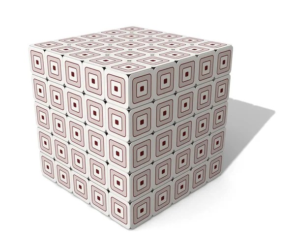 Rendering Cubo Con Modello Cubi Bianco Nero — Foto Stock