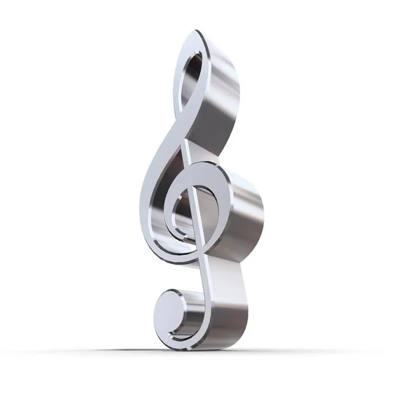 Shiny Metal Treble Clef — Stock Photo, Image