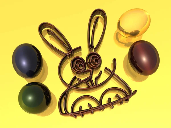 Easter Eggs Rabbit Background — Stock Photo, Image