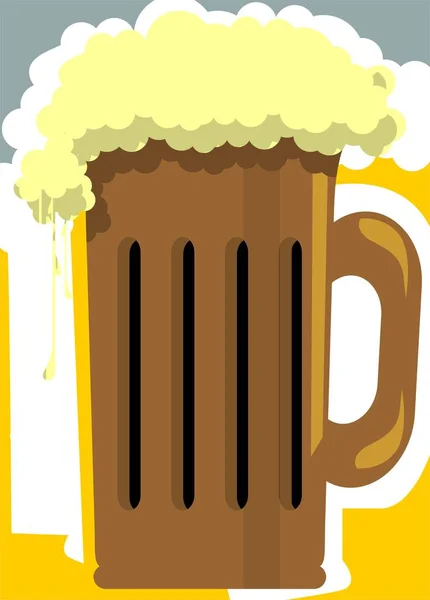 Illustration Une Tasse Bière Avec Une Mousse Sur Fond Brun — Photo