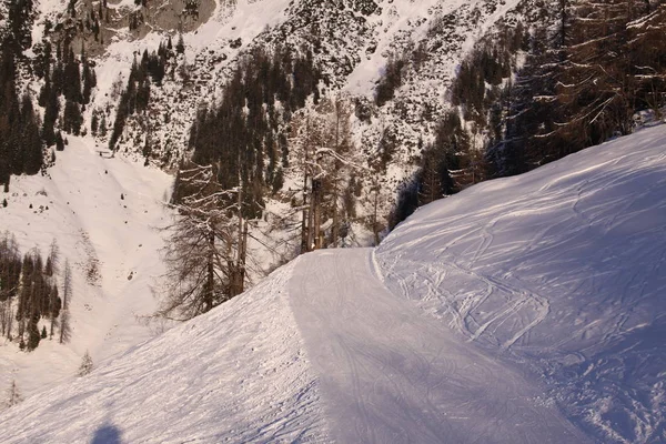 阿尔卑斯山的滑雪坡 — 图库照片