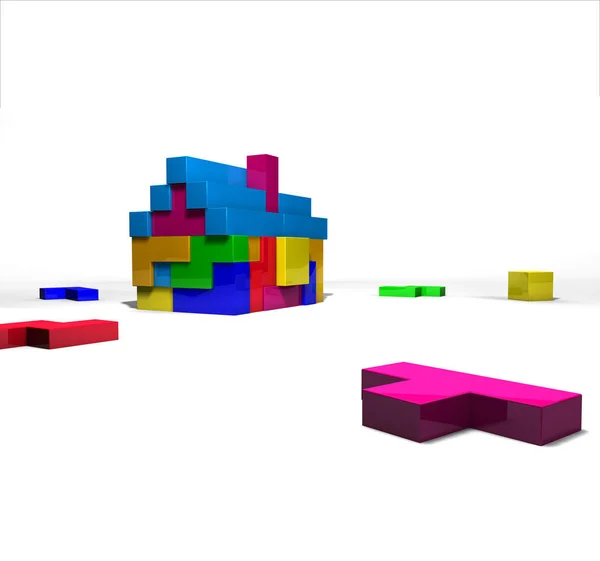 白い背景にパズルキューブの色 — ストック写真